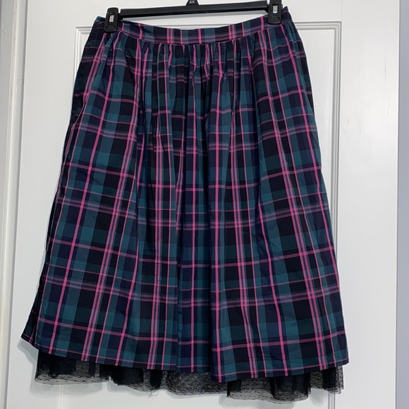 1901 Tartan Skirt Washed Faded Effect with Dotted Tulle Slip and Pockets SIZE M - Picture 1 of 13